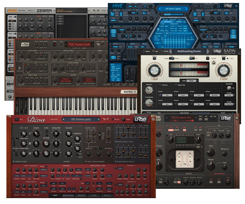 u-he synths and effects screenshot wall